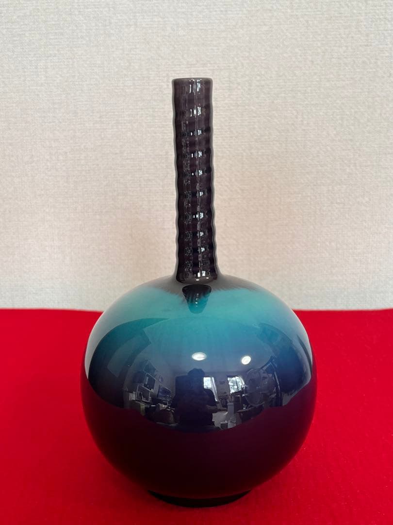 人間国宝 柳雨軒 三代 徳田八十吉 花入 管理T292 共箱 共布 陶