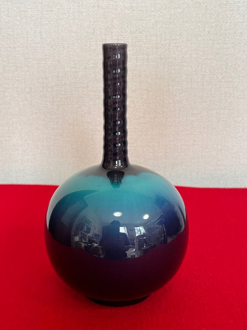 人間国宝 柳雨軒 三代 徳田八十吉 花入 管理T292 共箱 共布 陶