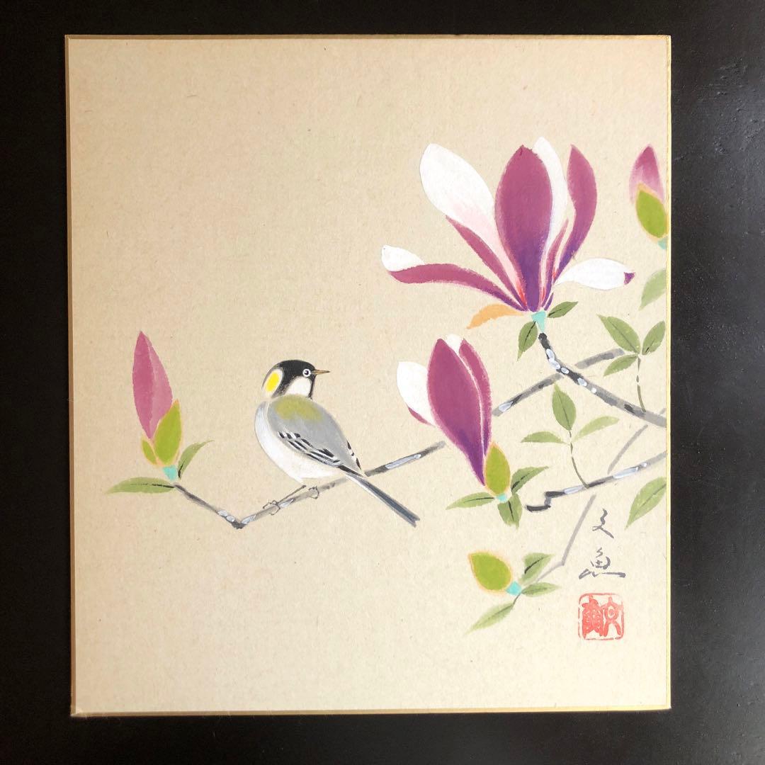 中谷文魚 色紙絵 日本画 《木蓮》