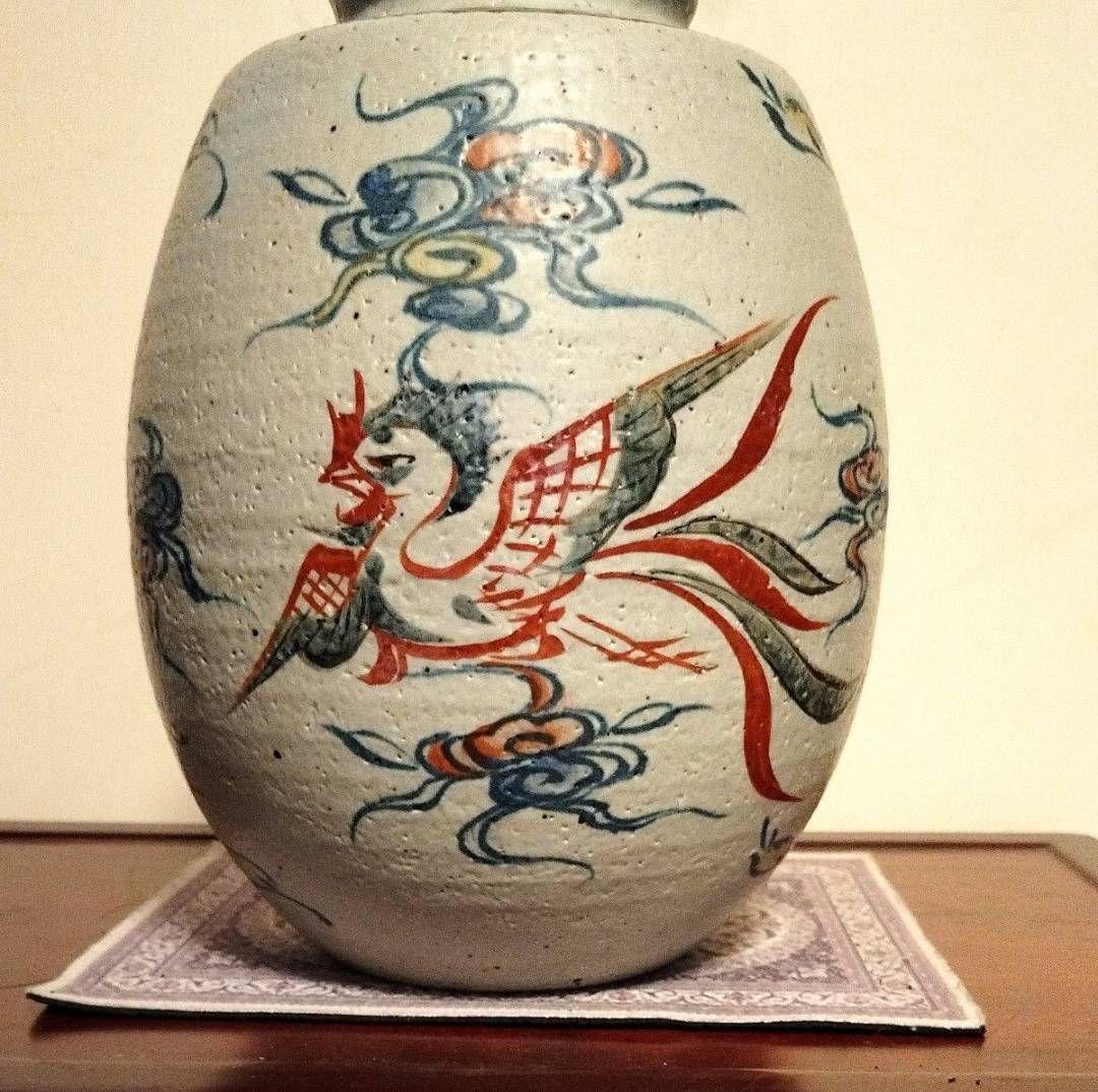 中国古玩 鳳凰紋様 壷