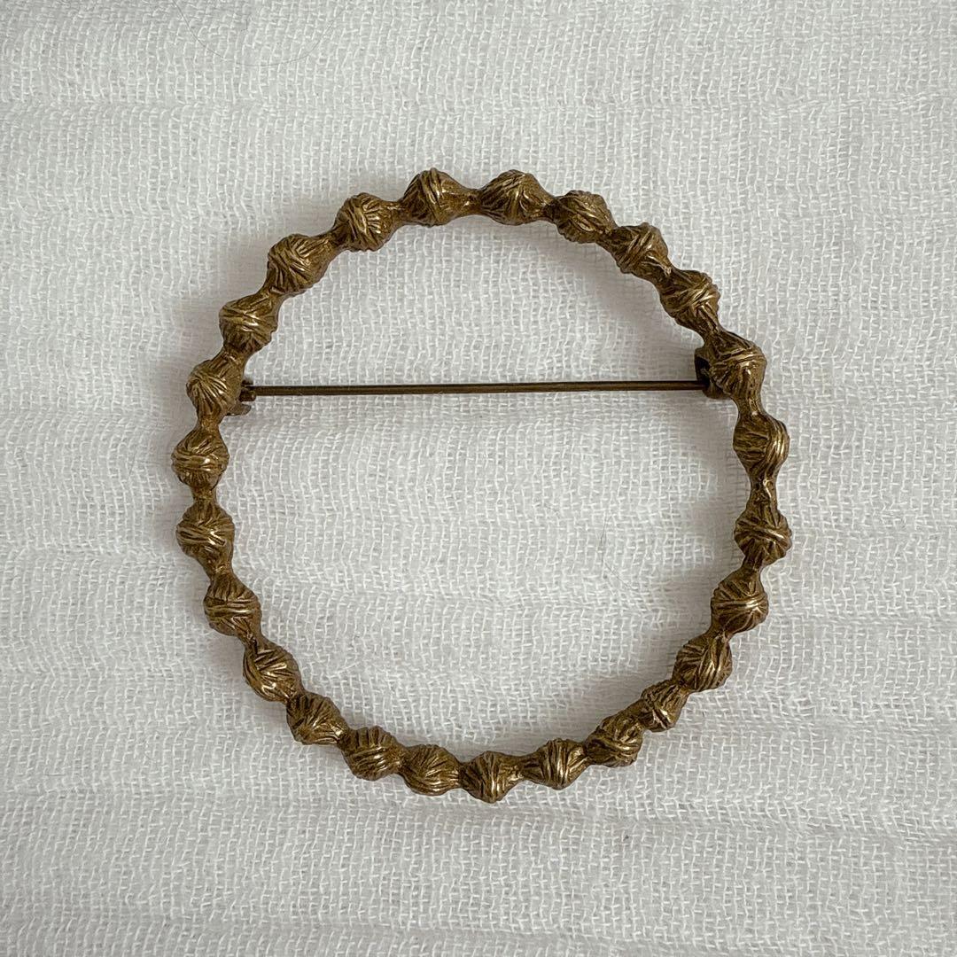 ミナペルホネン タンバリンブローチ antique gold 皆川明 希少 真鍮