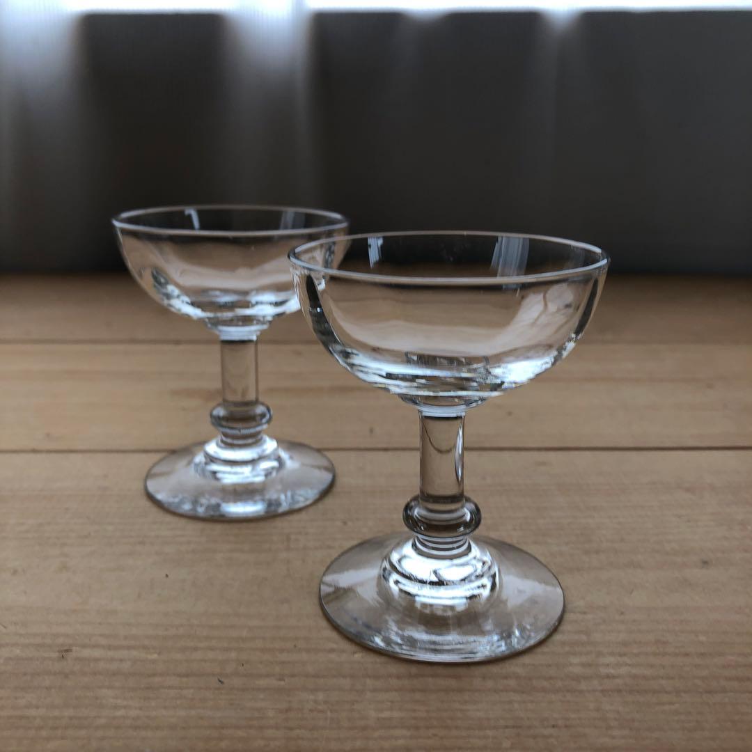 古いシャンパンクープ 2脚 食前酒・食後酒グラス リキュールグラス no.123