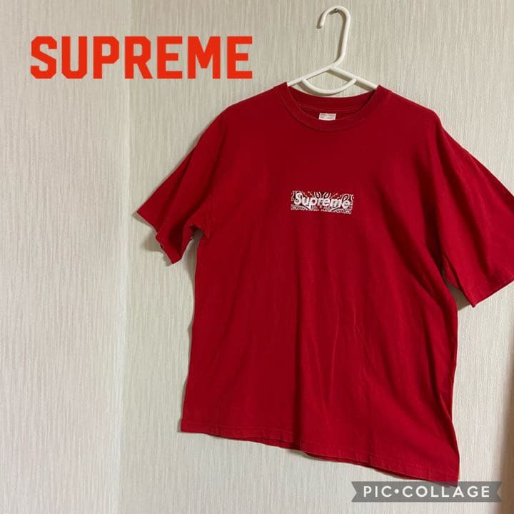 超希少品Supreme box logo 2001 赤ペイズリー半袖TシャツL - メルカリ