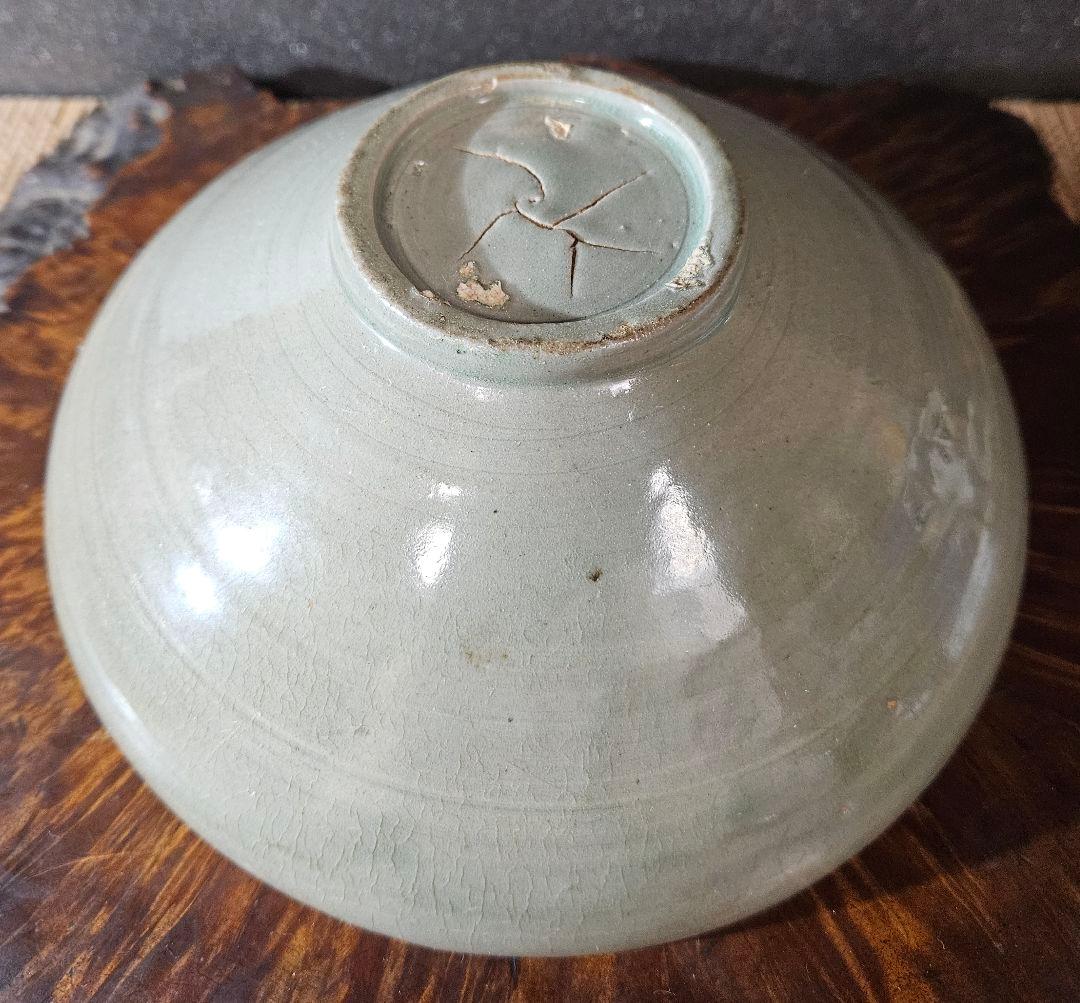 本物保証❗】李氏朝鮮時代 李朝青磁 陰刻 双鳳凰文 鉢 菓子