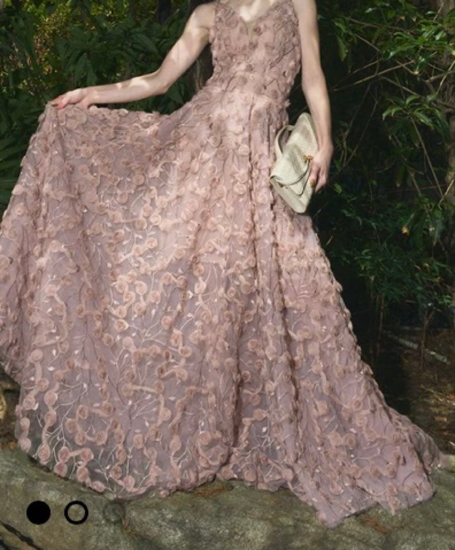 a。ANDREA&Co. 新品未使用　フラワージャガードドレス　ピンク