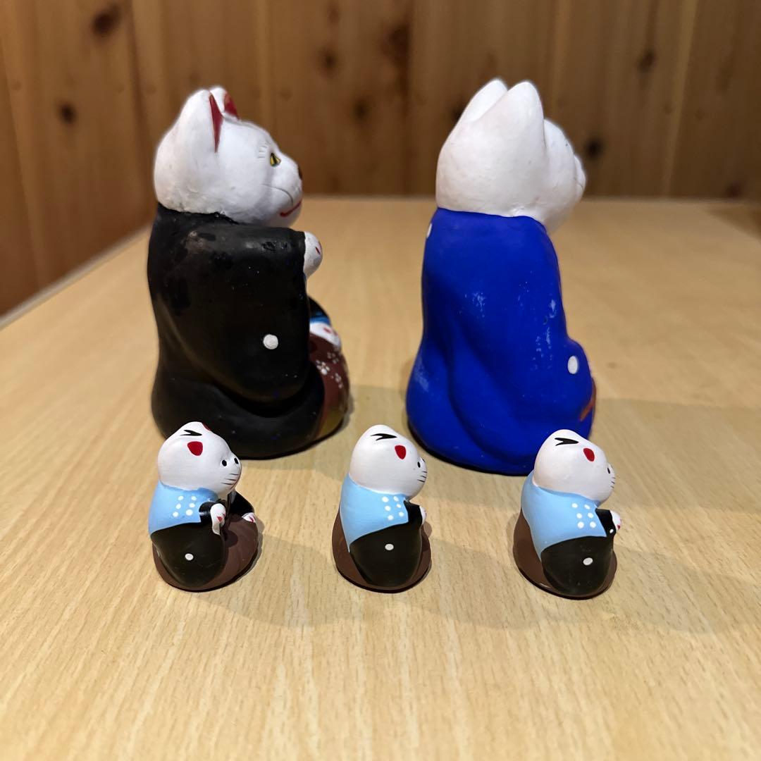 丹嘉 伏見人形 黒招き猫 (小) - KAUNIS 丹嘉 招き猫2対 と 住吉神社