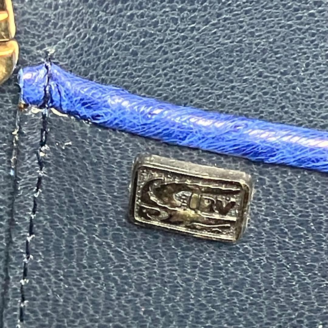 COMTESSE コンテス ハンドバッグ オーストリッチ　ブルー　ゴールド金具