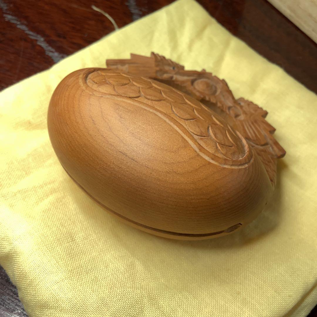 伝統工芸 香合 美品 大江 勝美 一位一刀彫 龍 木彫 茶道具 飛騨名工 香