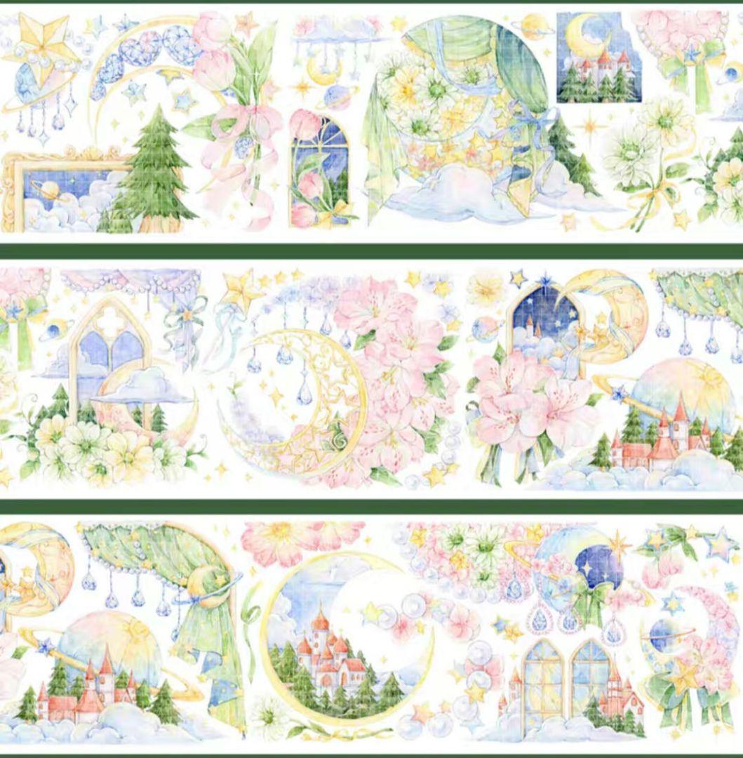 巻売 493☆ 海外 マスキングテープ マステ PET 装飾 花 虹光