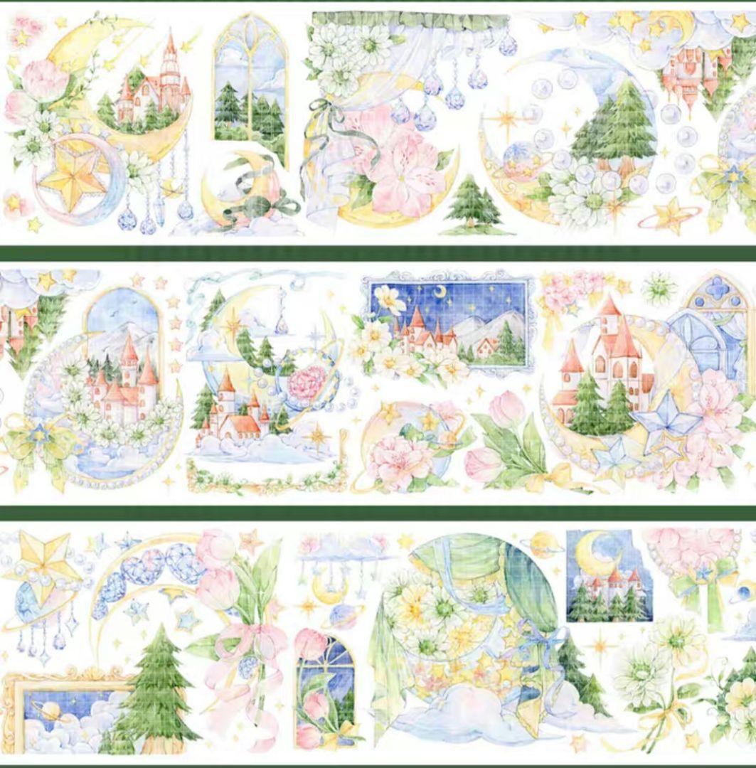 巻売 493☆ 海外 マスキングテープ マステ PET 装飾 花 虹光