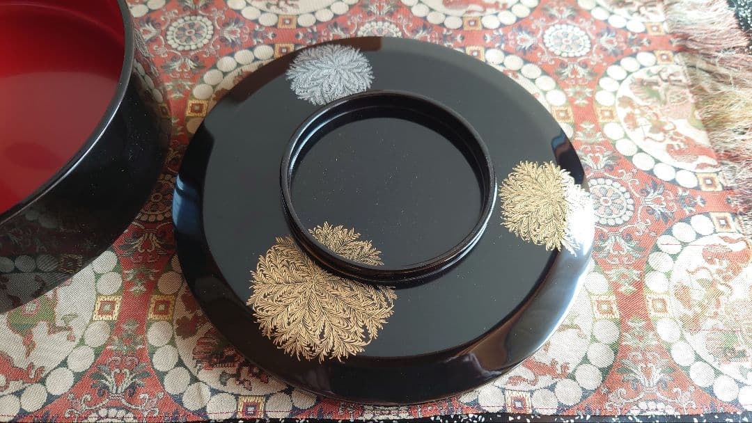 輪島塗黒塗菓子器