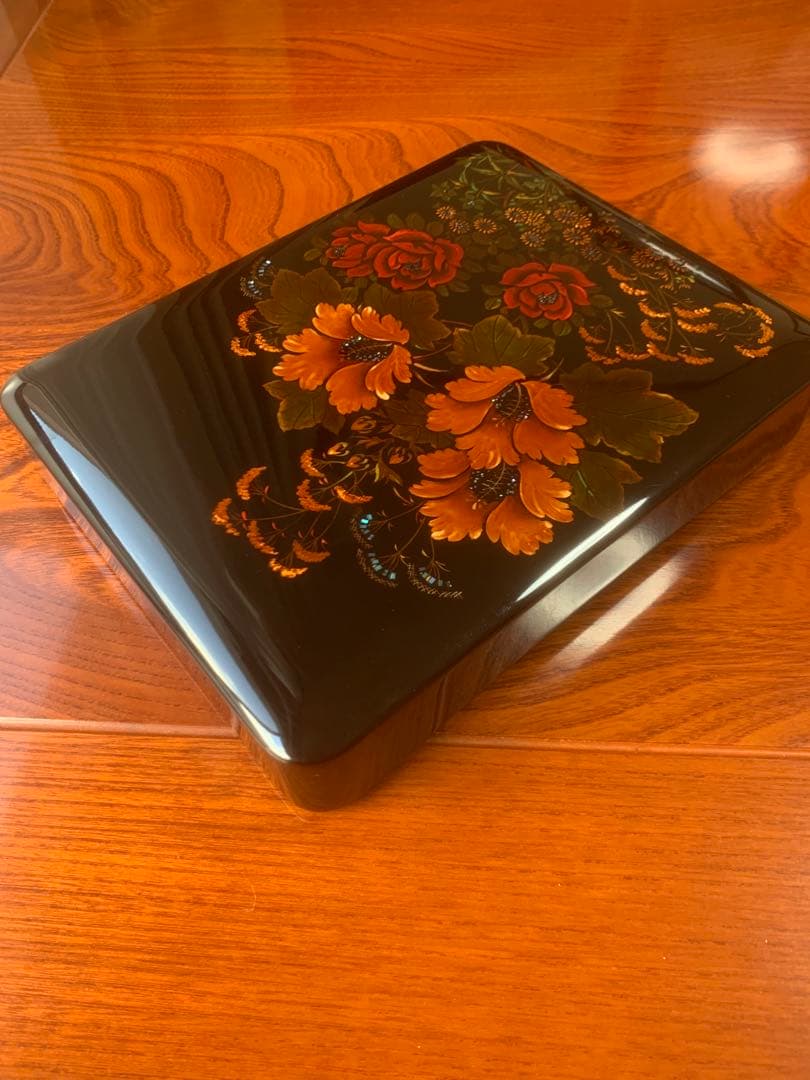 螺鈿漆塗り硯箱 小物入れインテリア 八雲塗り 木製漆器工芸品 美品 化粧箱付