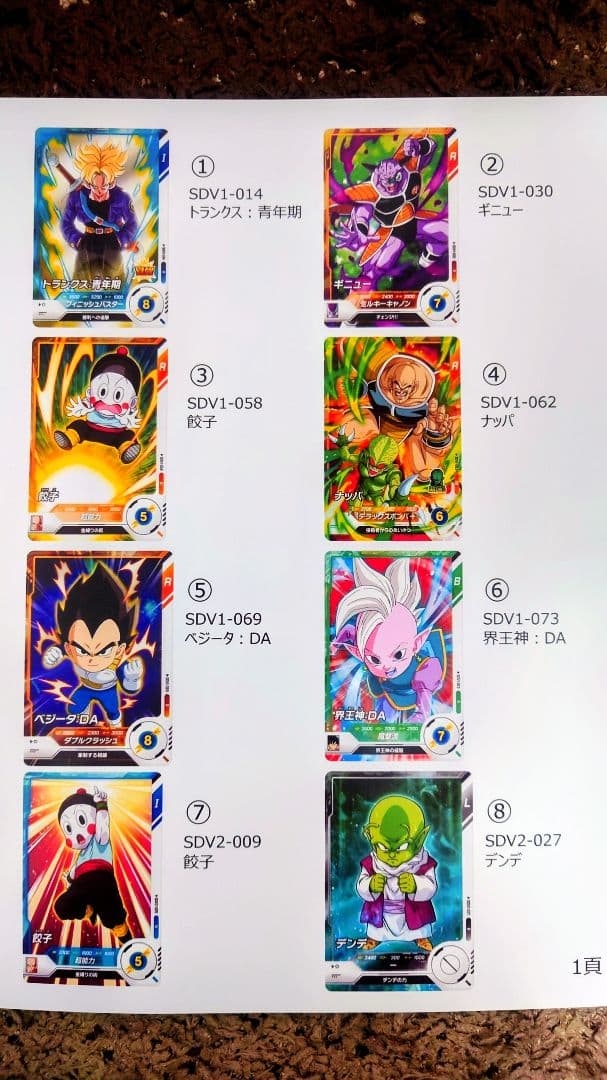 ドラゴンボールSDBH、SDVカード