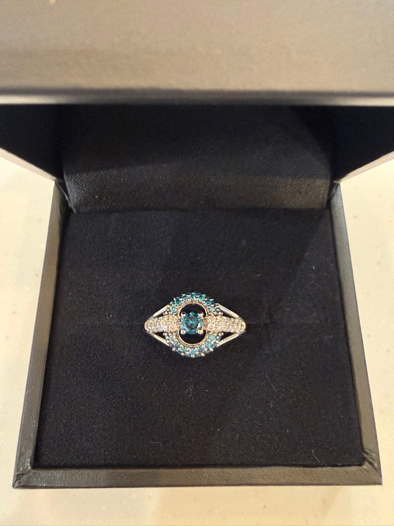 K14 ブルーダイヤモンド　デザイン　リング　12号