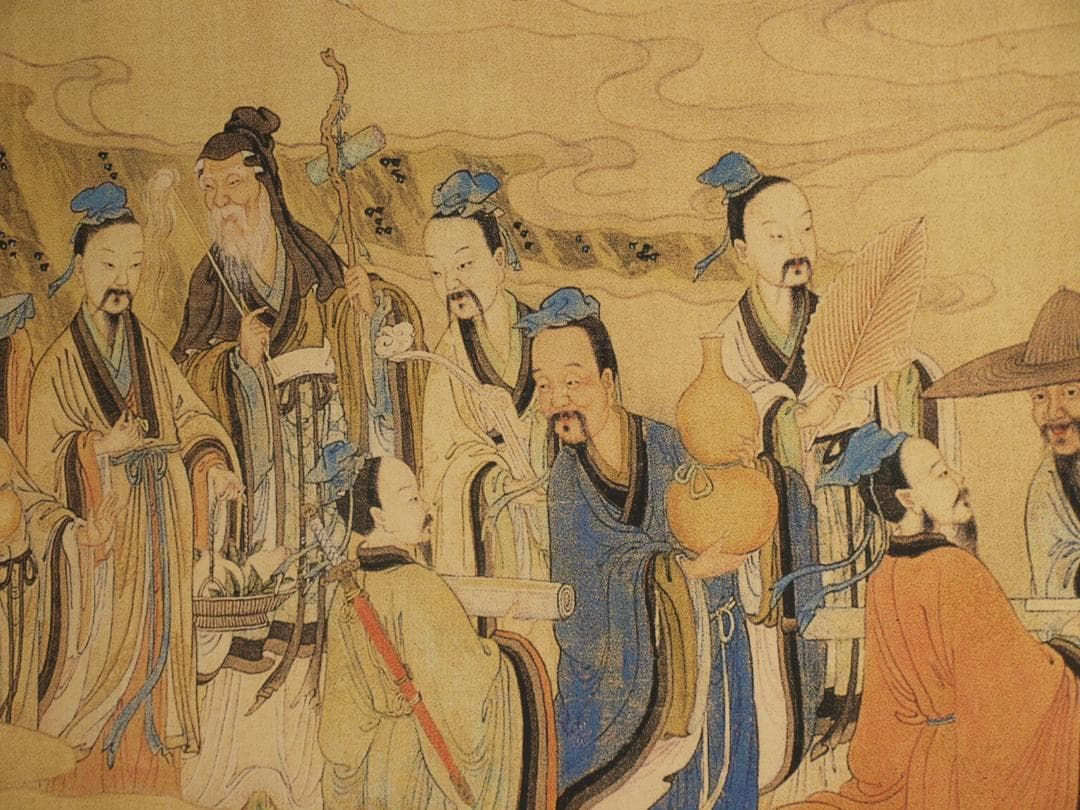 中国清時代 任熊作 群仙祝夀图人物掛け軸骨董品 捲り