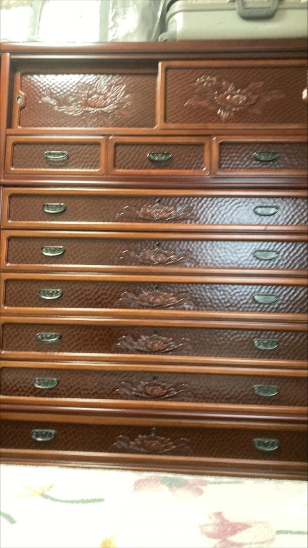 引き取り値引き有 彫刻 鎌倉彫 木製タンス 3竿セット（別売り相談可