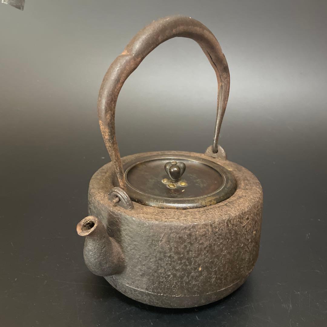 時代物 鉄瓶 大国 安之助 龍文堂銅蓋