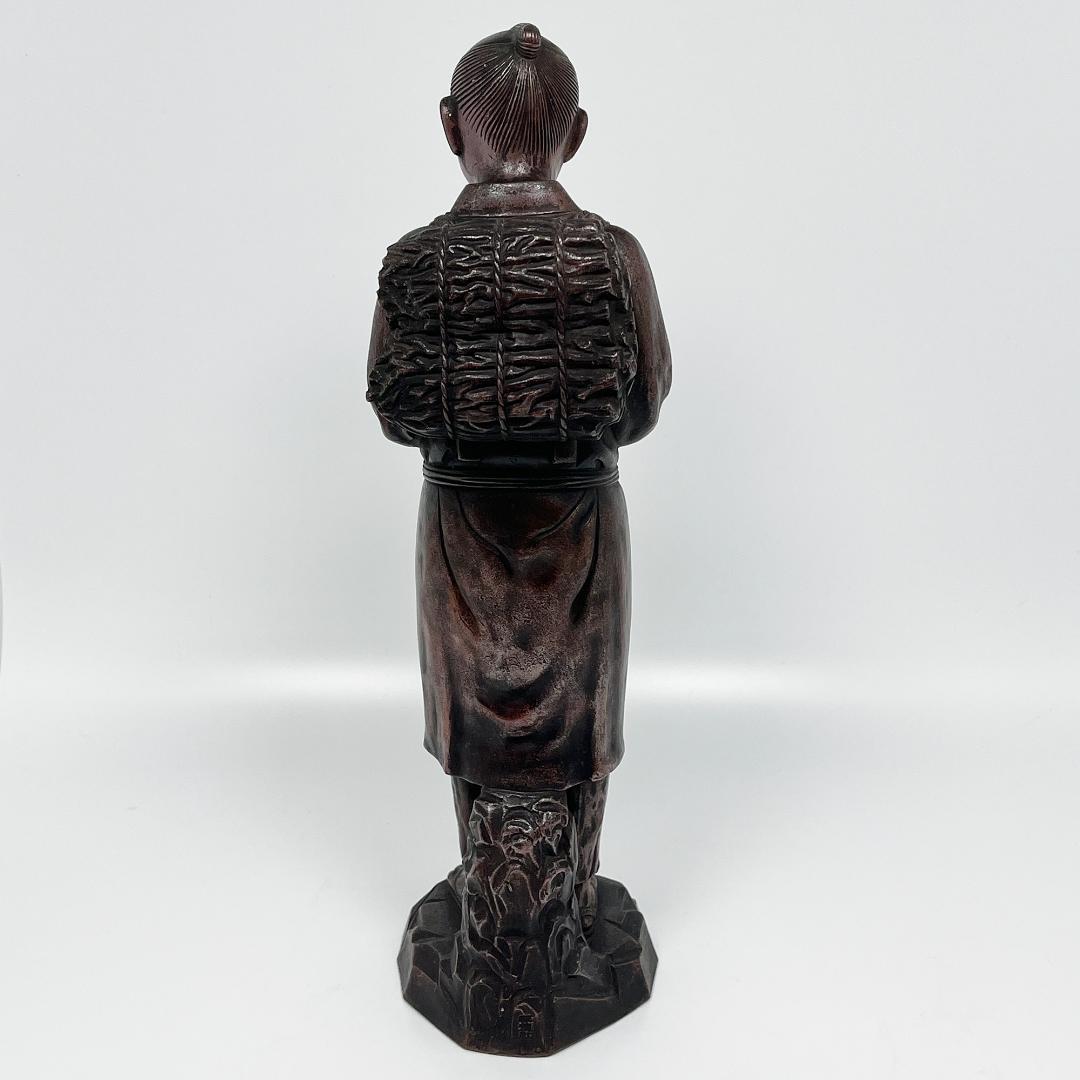 二宮金次郎 備前焼 桃蹊堂 置物 縁起物 オブジェ インテリア 骨董 昭和