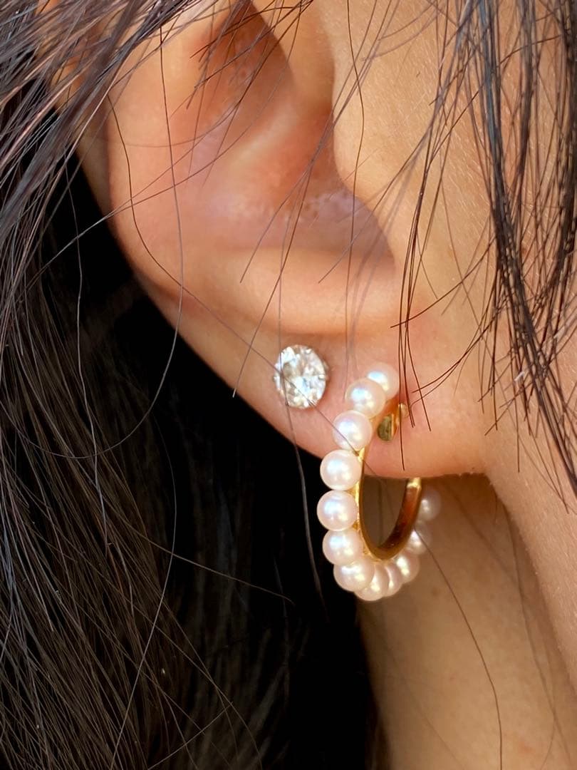 MIKIMOTO K18 アコヤ真珠フープピアス - メルカリ