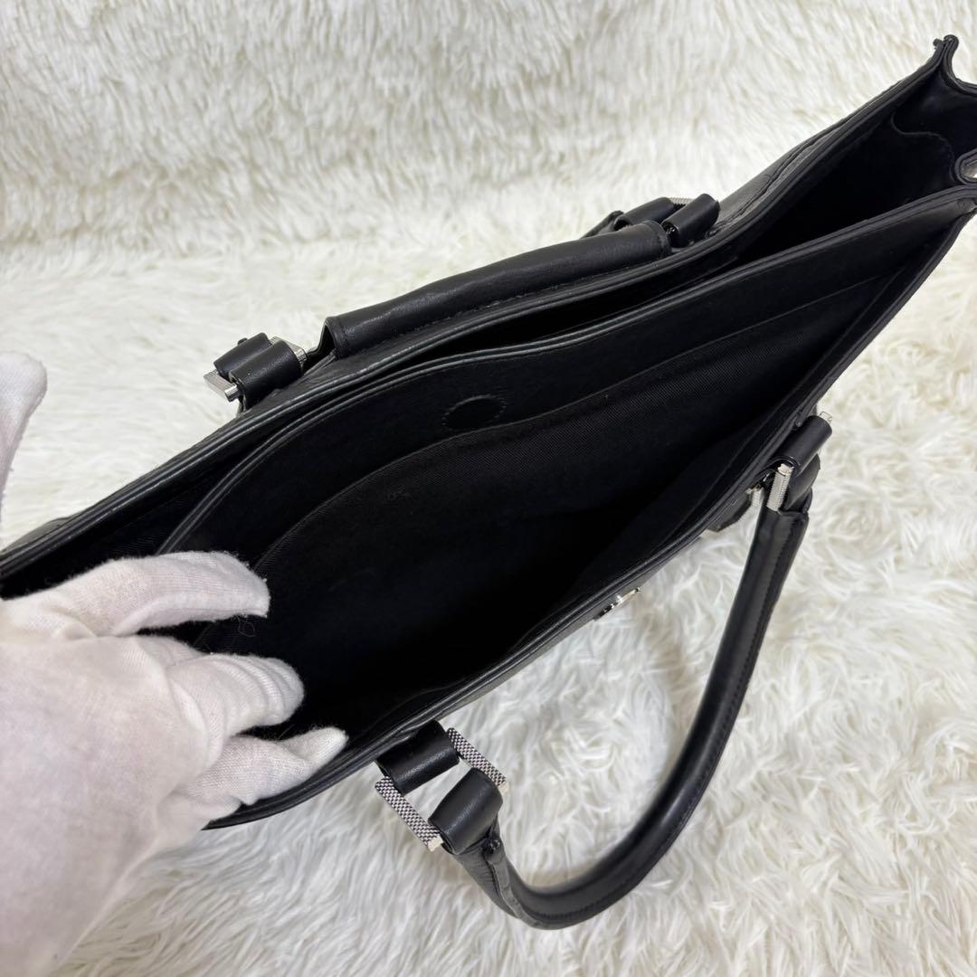 未使用級✨ ディーゼル レザー トートバッグ ハンドバッグ 黒 ジップ ロゴ金具