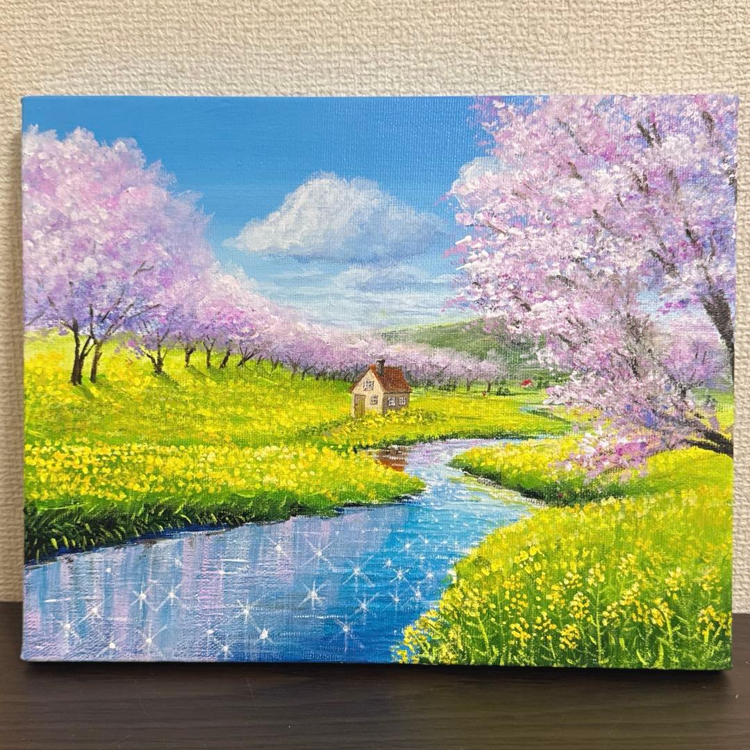 絵画 原画 風景画 肉筆 キャンバス F3 『春の音と色』 - メルカリ