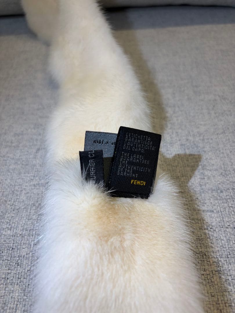 極美品 FENDI フェンディ ファー マフラー ティペット ミンク アイボリー
