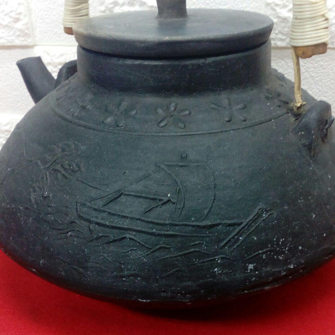 明治時代頃茶道具大型サイズ帆掛舟家屋造形美図柄時代土瓶当時