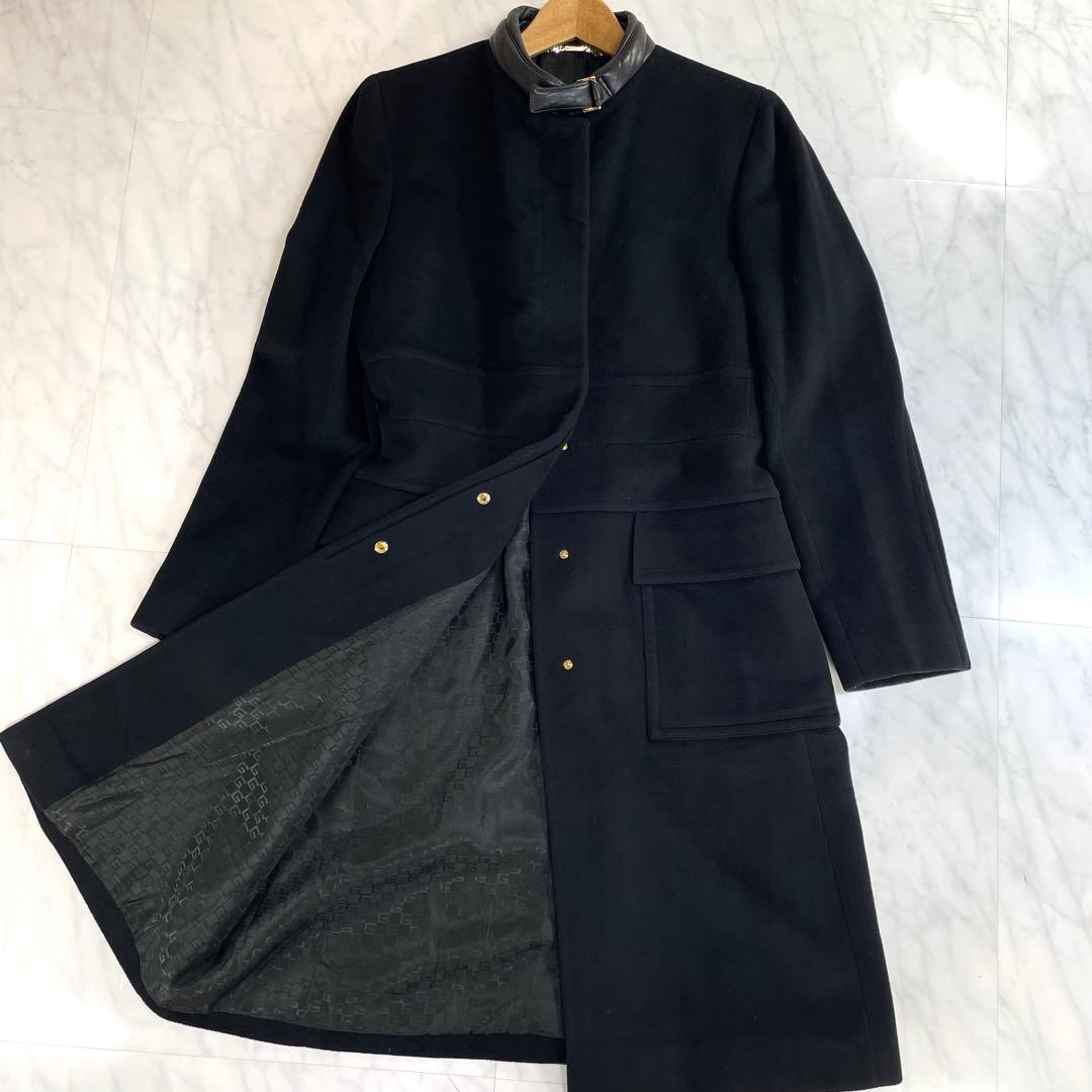 ✨極美品✨Lサイズ 最高級 グッチ シルク カシミヤ チェスターコート ブラック ✨極美品✨Lサイズ 最高級 グッチ シルク カシミヤ チェスターコート