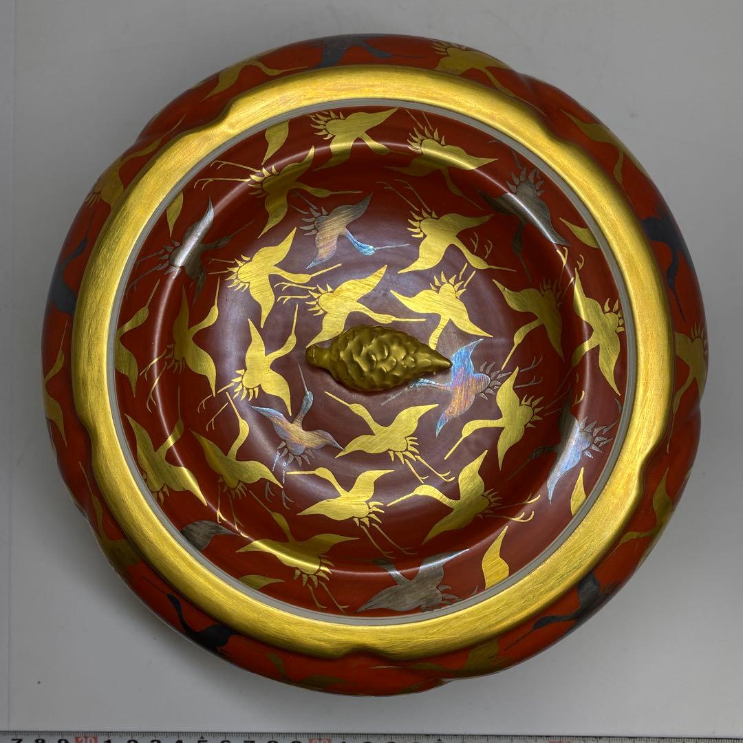 手塚祥堂（手塚央） 紅地千羽鶴文 水指 共箱 東キ7-1214① - メルカリ