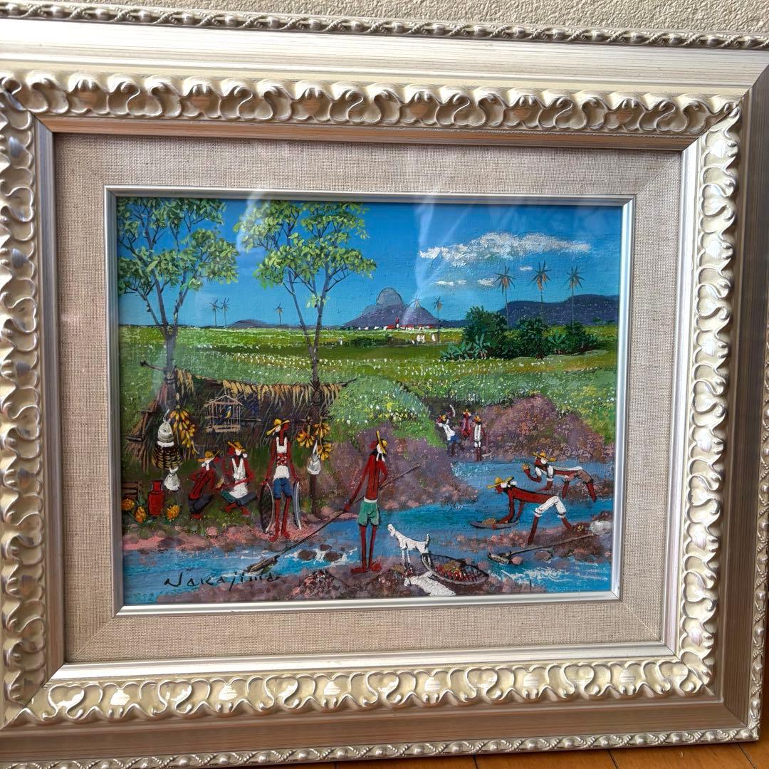 絵画 油彩 額装 油絵 中島岩雄　遺作　ブラジル　砂金 絵画 油彩 額装 油絵 中島岩雄 遺作 ブラジル 砂金