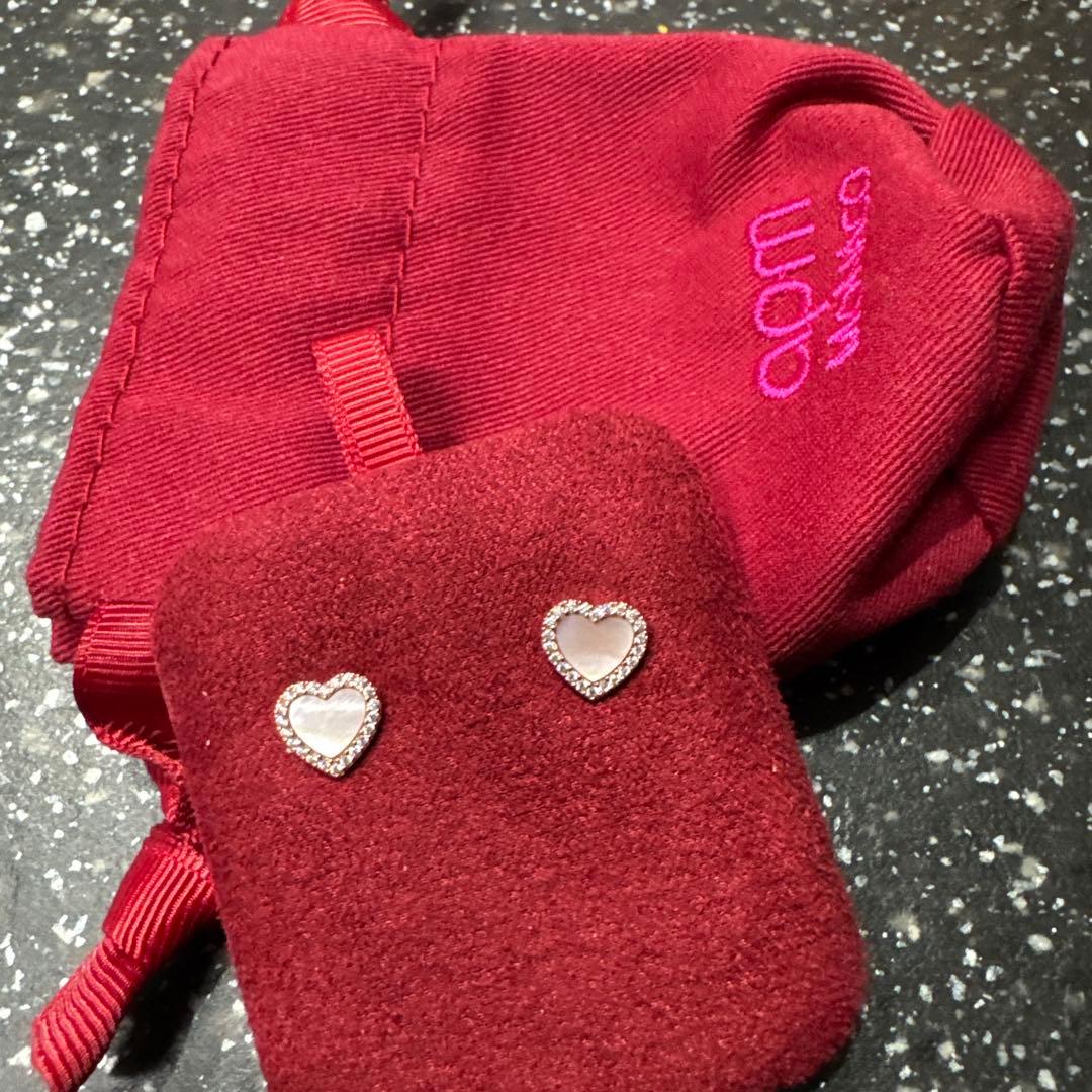 apmMONACO ピンクマザーオブパール ハート スタッドピアス - メルカリ