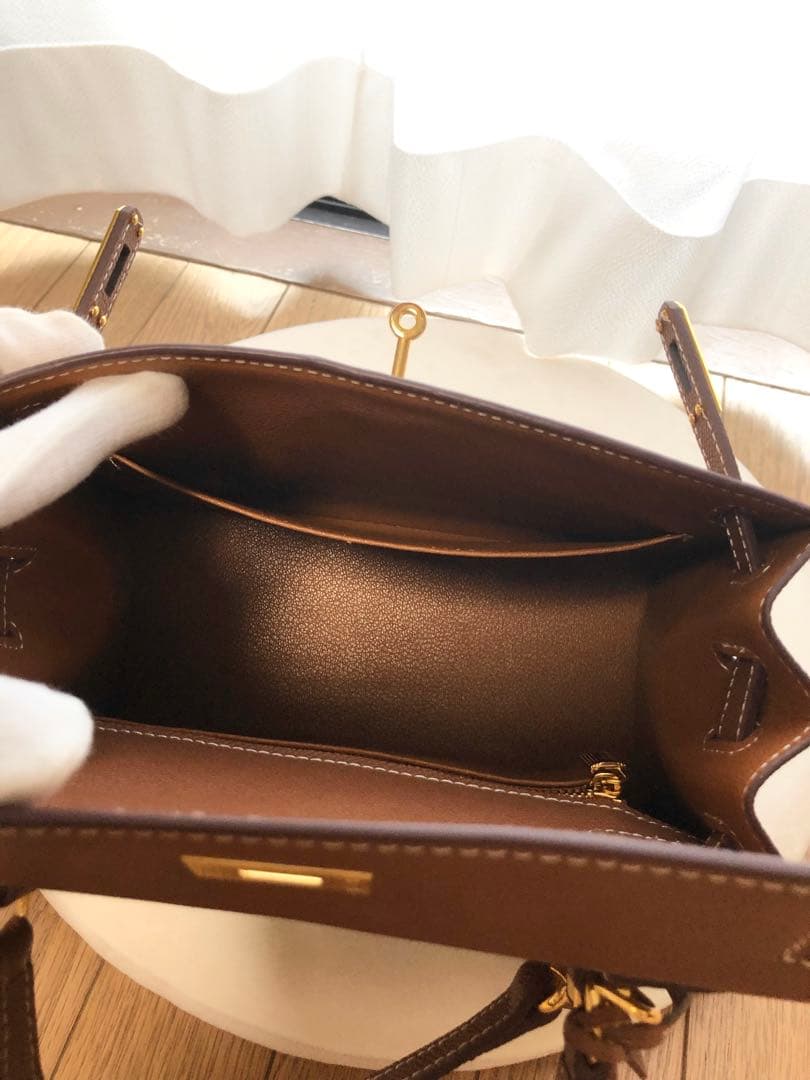 極美品★本革カデナ 2way ハンドバッグ キヤメル