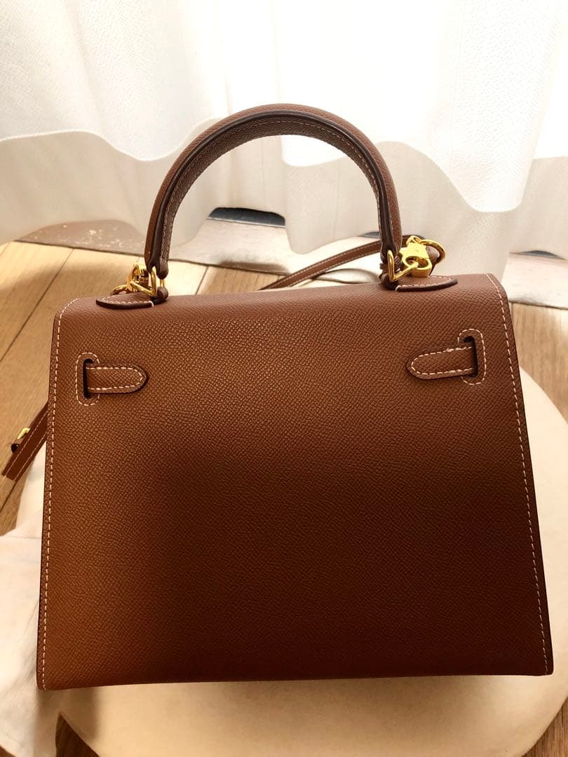 極美品★本革カデナ 2way ハンドバッグ キヤメル