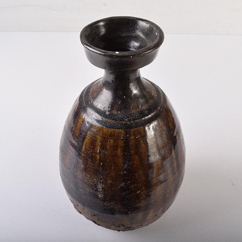 朝鮮美術 李朝 飴釉 碗口瓶 V R8031B