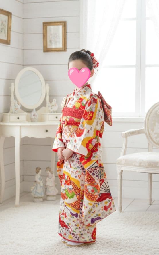 専用☆アンティークカラフル着物に作り帯セット☆七五三　７歳　女の子