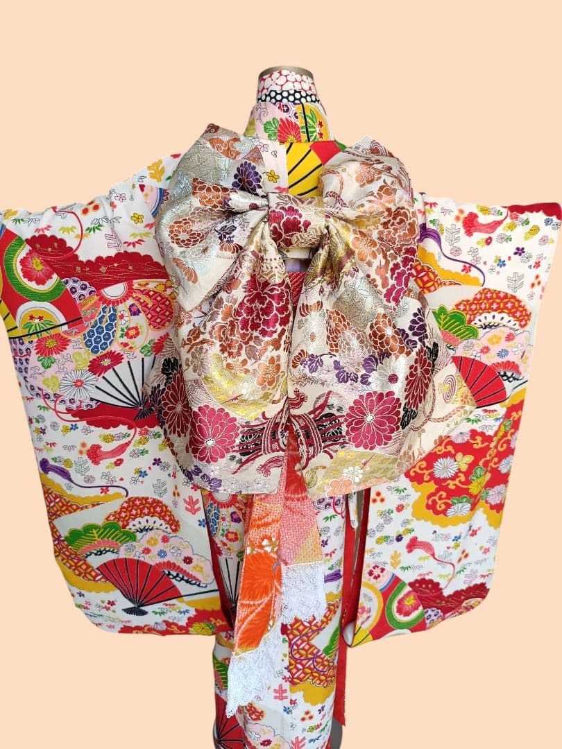 専用☆アンティークカラフル着物に作り帯セット☆七五三　７歳　女の子