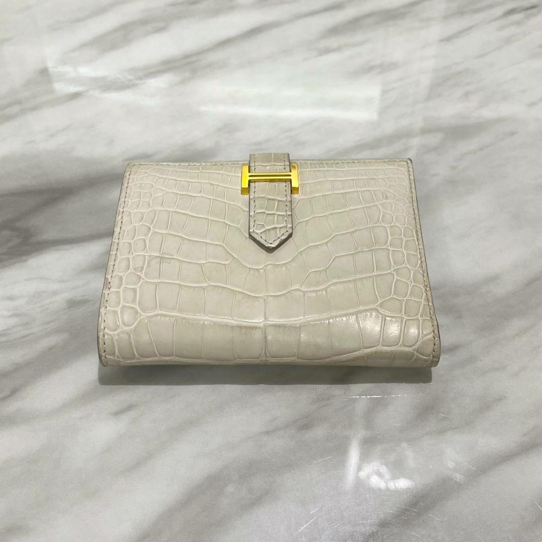 Z刻印　エルメス　ベアンコンパクト　アリゲーターマット　べトン　折り財布