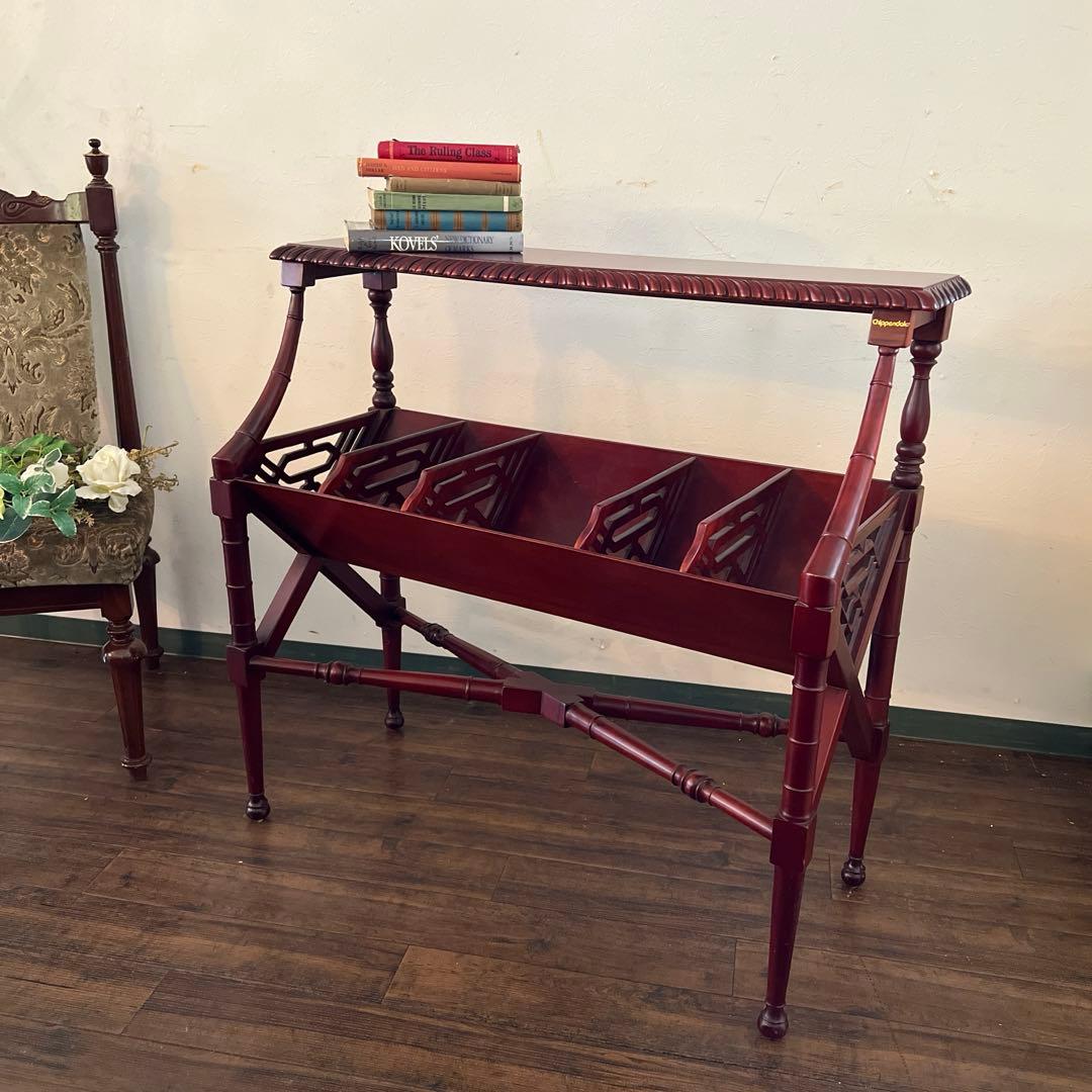 k001r119 マホガニー材 アンティーク調ブックトローフ チッペンデール様式