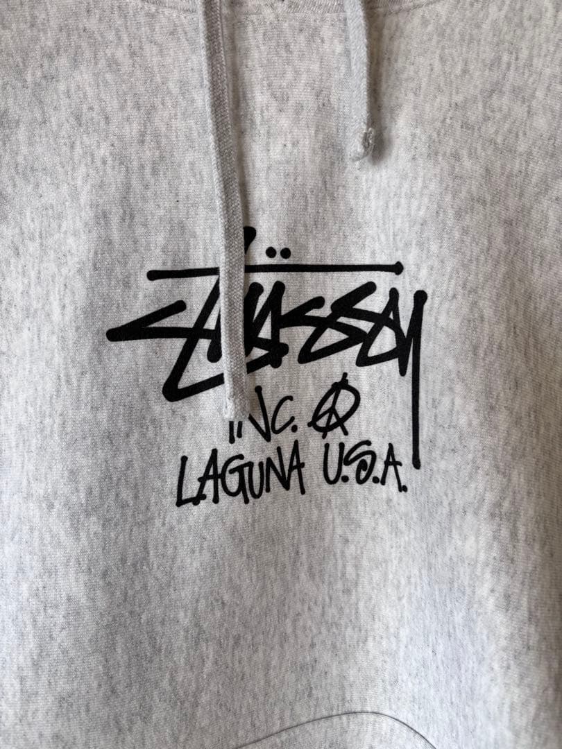 stussyステューシープルオーバーパーカー アッシュグレーヘビーウェイトL