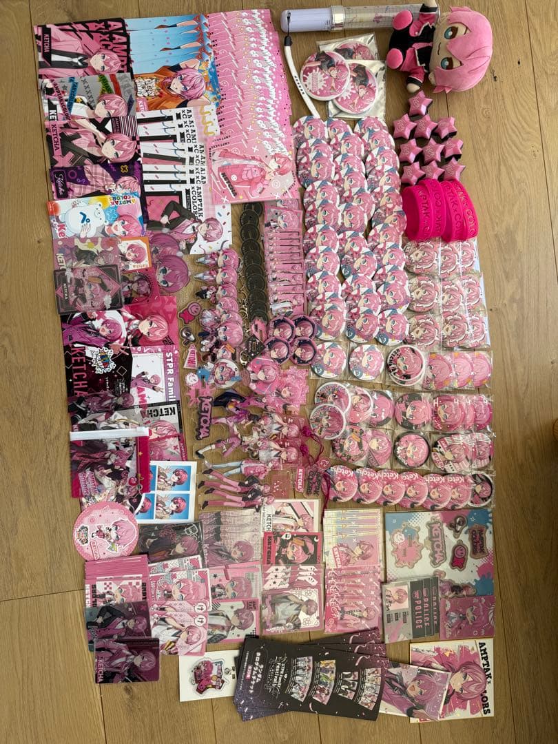 アンプタックカラーズ ケチャ グッズ 大量まとめ売り 缶バッジ うちわ タオル