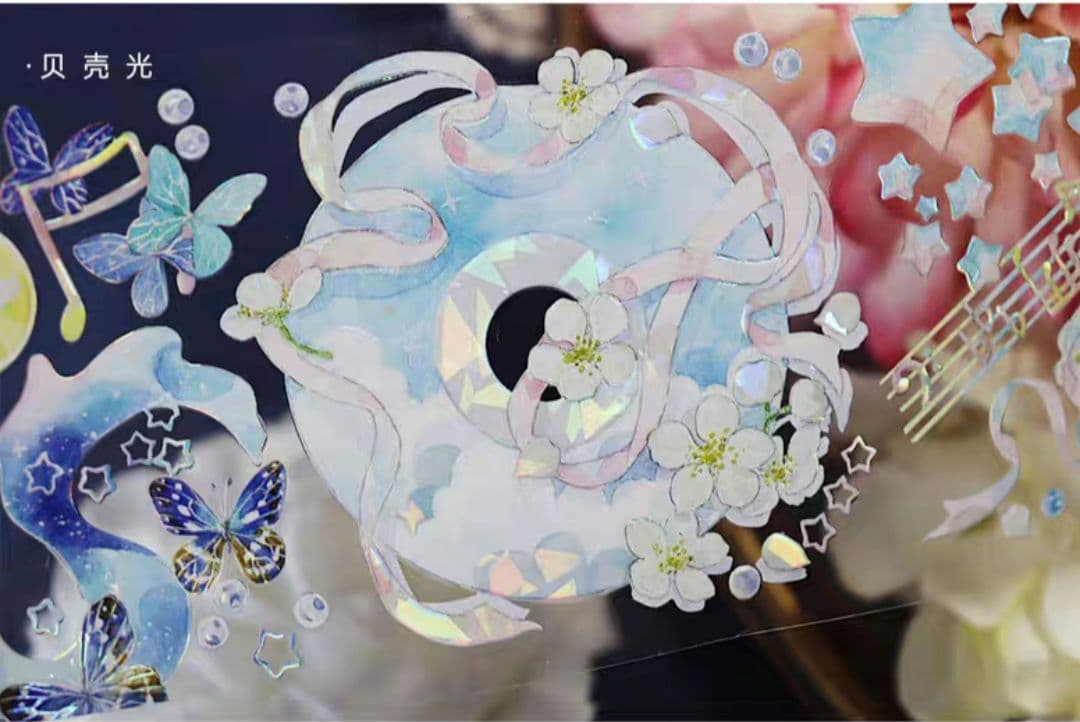 巻売 499☆ 海外 マスキングテープ マステ PET 装飾 花 蝶 鯨 贝壳光