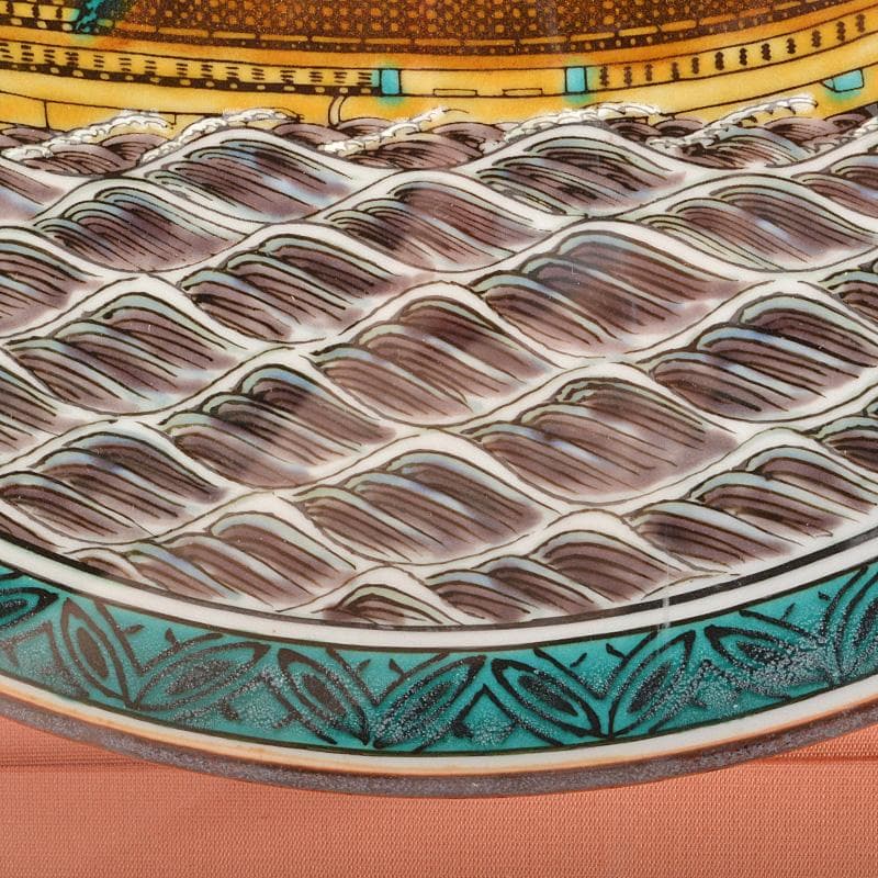 九谷焼名工 北村隆 青手九谷 北前船 帆船 飾皿 額装 D R6062B - メルカリ