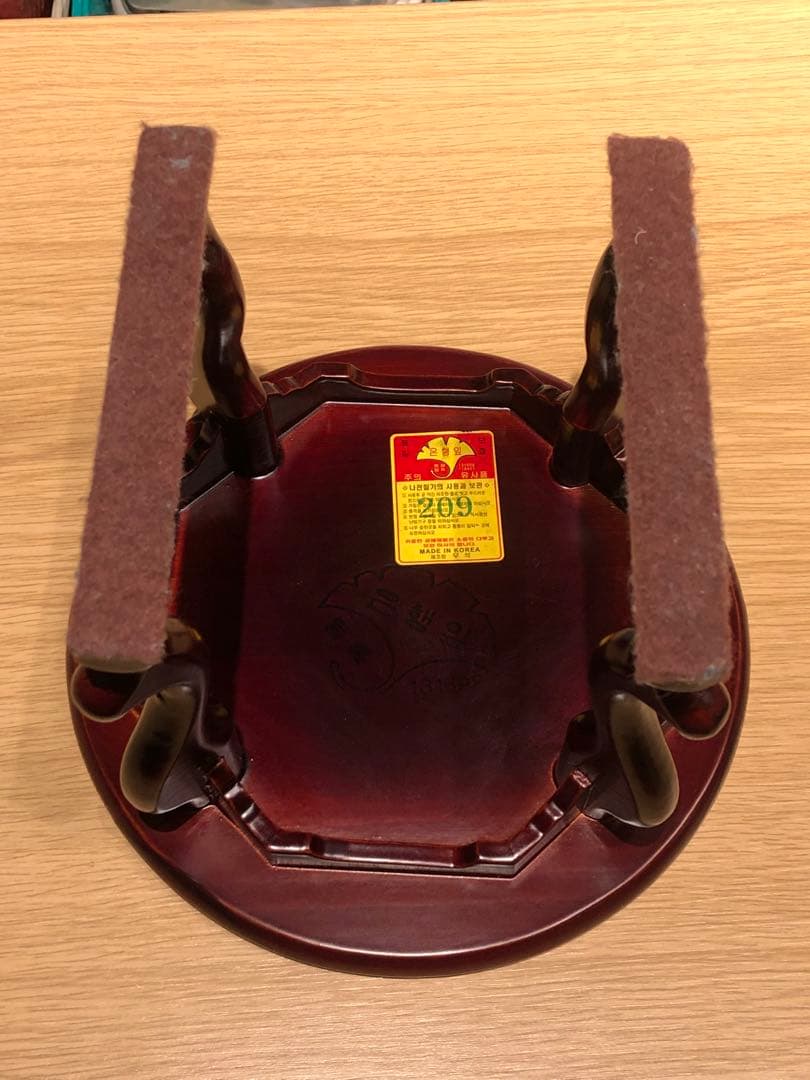 韓国伝統 漆塗り丸膳 ソバン（小盤）21.5cm アンティーク　ちゃぶ台