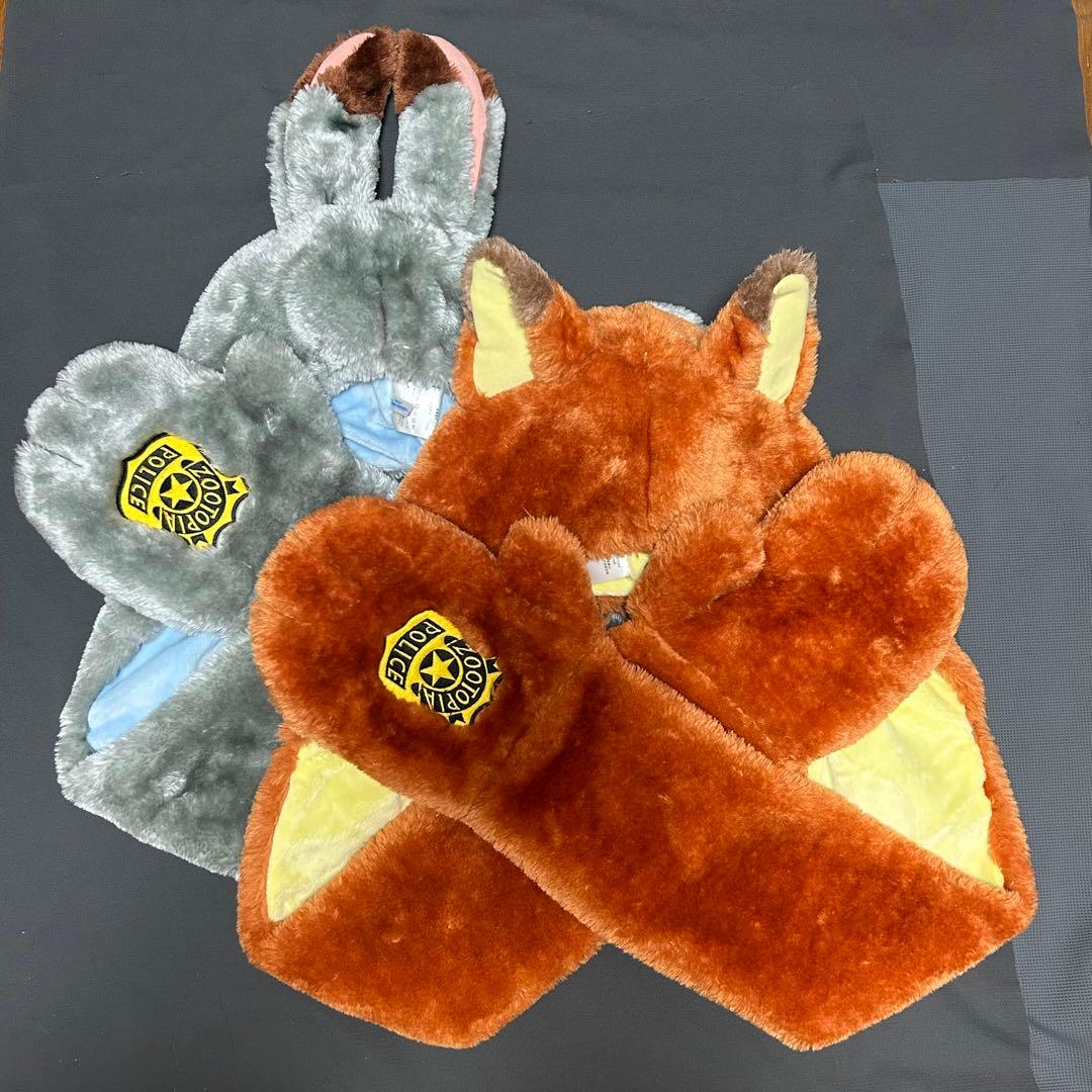 ディズニー ズートピア ニック ジュディ フード付き マフラー キャップ