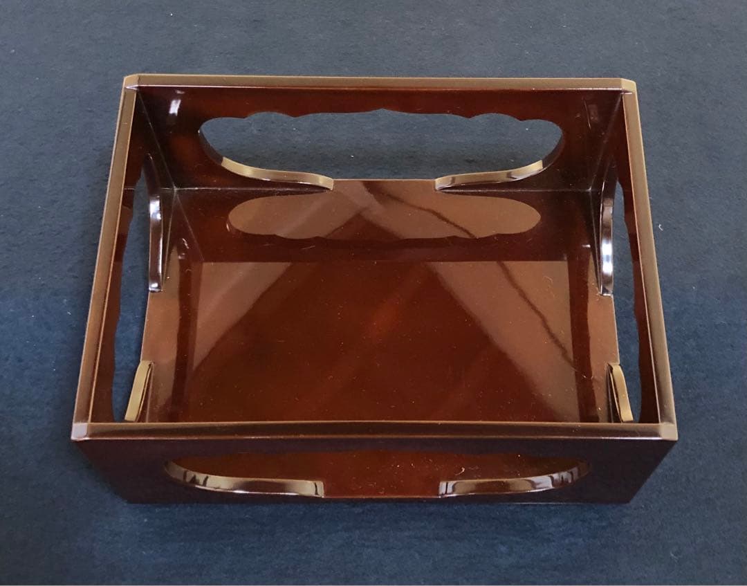 《レ》玄々斎好 溜 香狭間透莨盆 美濃屋 塗師三世 表阿弥 共箱251027う1