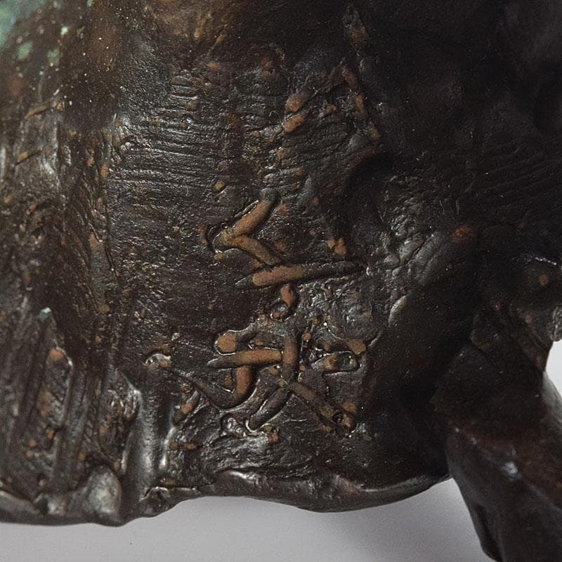 高岡銅器　千秋長治作　蝋型鋳銅　蓋置　共箱　Ｖ　7854