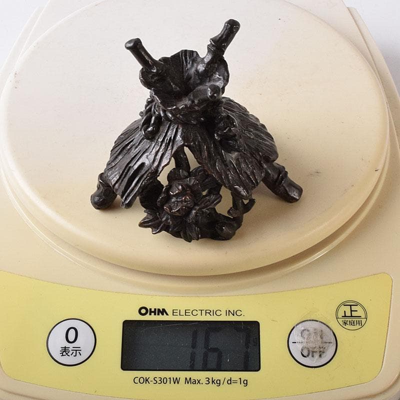 高岡銅器　千秋長治作　蝋型鋳銅　蓋置　共箱　Ｖ　7854