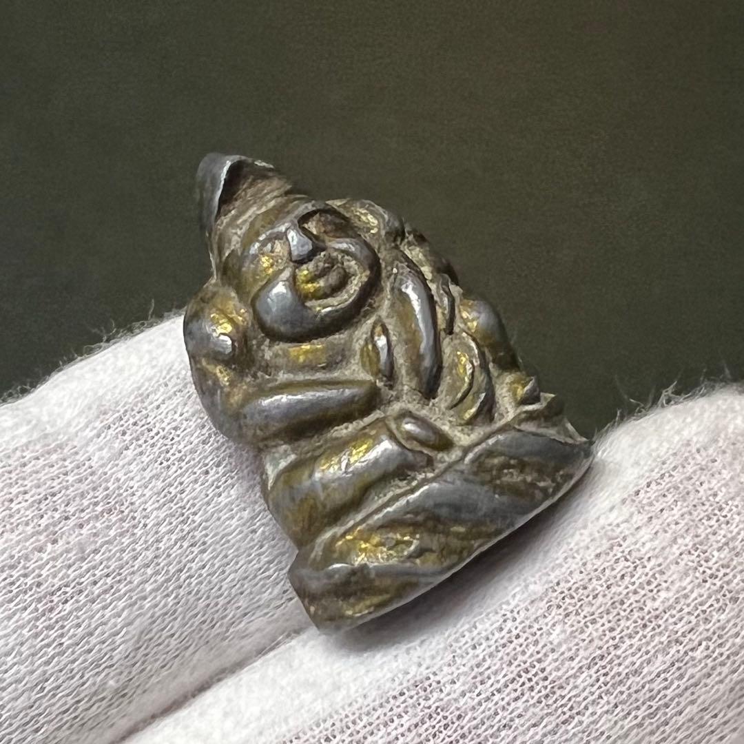 ◎古道具 庵々◎江戸時代後期 古銅製 恵比寿像 懐中仏◎神像豆