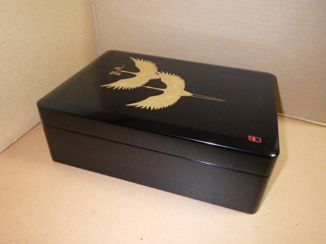 未使用 輪島塗 昇鶴 丹蔵 蒔絵 文庫 輪島漆器 大端稔 縦33㎝ 三越