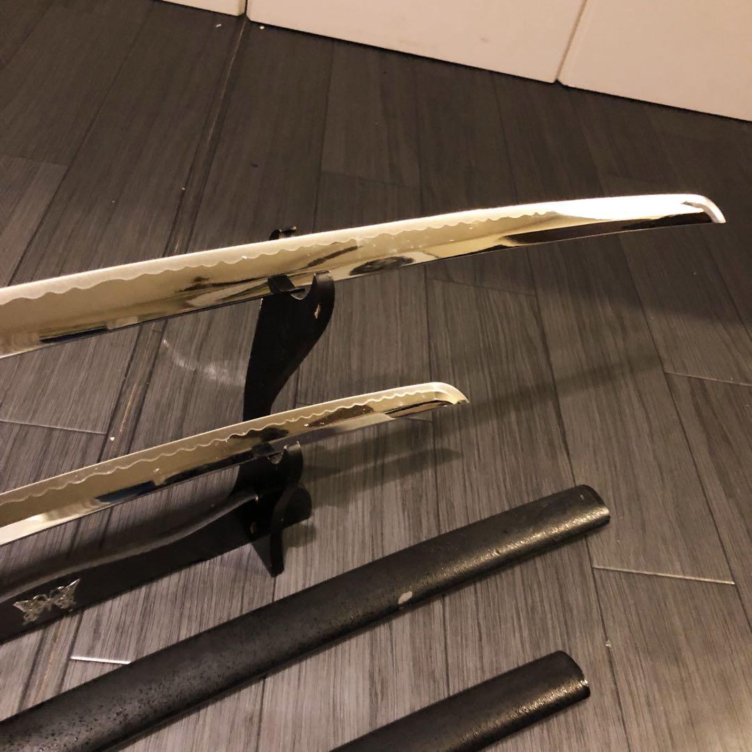 高級模造刀　居合刀　 美術刀剣　太刀　脇差　大小セット　深緑拵え